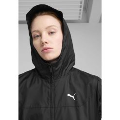 Damska wiatrówka o standardowym kroju Essentials PUMA Black. Czarne kurtki sportowe Puma, m, bez wzorów, z gumy, bez kaptura, do biegania. W wyprzedaży za 199.00 zł.