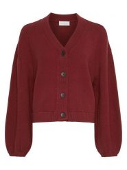 MOSS COPENHAGEN Kardigan "Zafina" w kolorze bordowym rozmiar: L/XL. Czerwone kardigany Moss Copenhagen, l, bez wzorów, z bawełny. Za 201.08 zł.