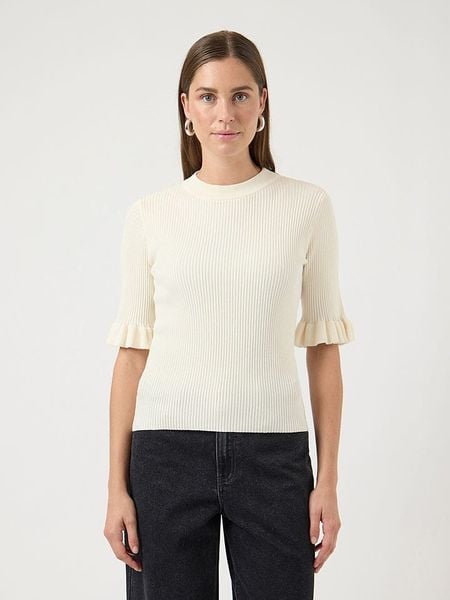 YAS Sweter "Mikla" w kolorze kremowym rozmiar: L. Brązowe swetry YAS, l, bez wzorów, bez ramiączek. Za 166.32 zł.
