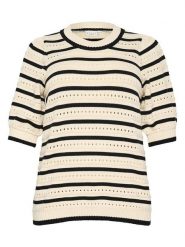 KAFFE curve Sweter w kolorze czarno-beżowym rozmiar: S. Brązowe swetry KAFFE curve, s, bez wzorów, z bawełny, bez ramiączek. Za 104.99 zł.