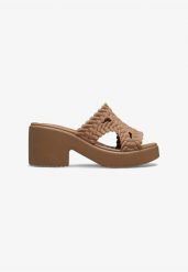 Klapki Dla Dorosłych Crocs Brooklyn Woven Heel Slide. Brązowe klapki Crocs, bez wzorów, z materiału, bez obcasa. Za 263.99 zł.