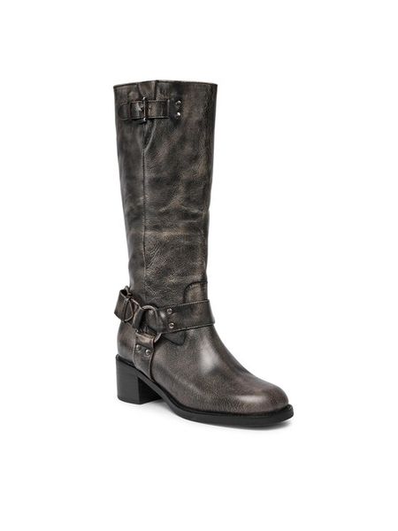 Bronx Kozaki High boots 14291-A Czarny. Czarne kozaki Bronx, ze skóry, bez obcasa, na słupku, bez zapięcia. Za 1,029.00 zł.