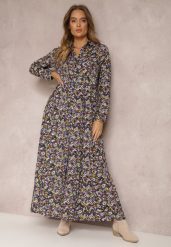 Fioletowa Sukienka Kelathyia. Fioletowe sukienki Renee, na jesień, l, bez wzorów, eleganckie, bez kołnierzyka, bez ramiączek, maxi, koszulowe. Za 99.99 zł.