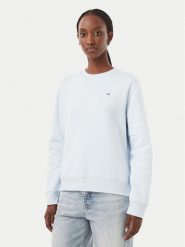 Tommy Jeans Bluza Flag DW0DW19959 Niebieski jasny Regular Fit. Niebieskie bluzy Tommy Jeans, xl, bez wzorów, z bawełny, bez kaptura. Za 289.99 zł.
