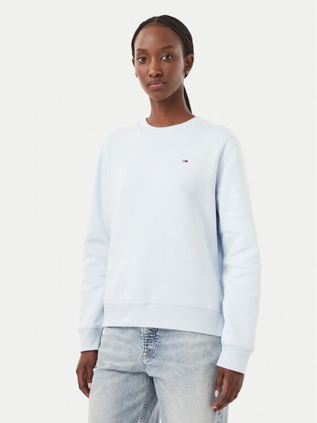 Tommy Jeans Bluza Flag DW0DW19959 Niebieski jasny Regular Fit. Niebieskie bluzy Tommy Jeans, xl, bez wzorów, z bawełny, bez kaptura. Za 289.99 zł.