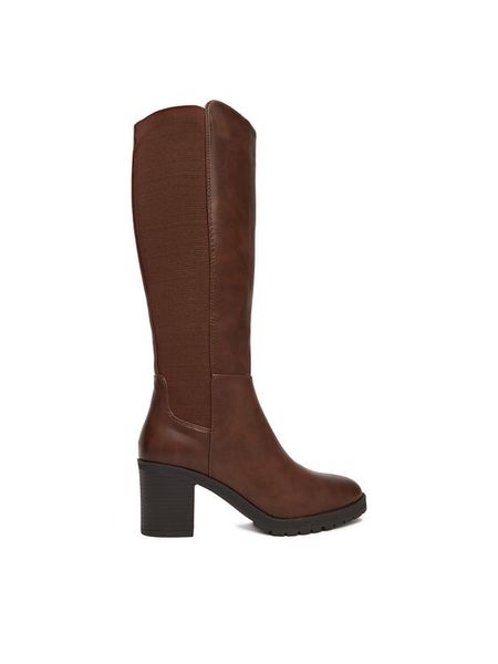 Clara Barson Kozaki CEO-HL0189101-B08 Brązowy. Brązowe kozaki Clara Barson, z materiału, bez obcasa, na słupku, bez zapięcia. Za 229.99 zł.