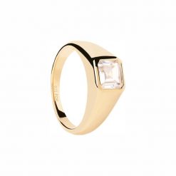 P D Paola Pierścionek P D Paola The New Essentials - pozłacany i 925 sterling silver i srebro Pierścionki 1 ct Damski. Szare pierścionki P D Paola, z cyrkonią, pozłacane. Za 386.99 zł.
