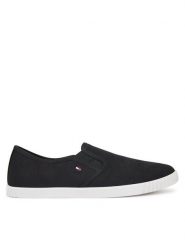 Tommy Hilfiger Tenisówki Canvas Slip-On Sneaker FW0FW08640 Czarny. Czarne trampki TOMMY HILFIGER, bez wzorów, z materiału, bez zapięcia. Za 179.99 zł.