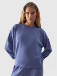 4F Bluza dresowa cropped z modalem damska - granatowa M. Niebieskie bluzy 4f, m, bez wzorów, z dresówki, bez kaptura. Za 59.99 zł.