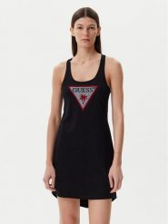 Guess Top E5GP01 I3Z14 Czarny Regular Fit. Czarne topy Guess, xl, z aplikacjami, z bawełny, bez kołnierzyka, bez ramiączek. Za 169.99 zł.