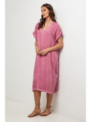 Lin Passion Sukienka w kolorze jasnoróżowym rozmiar: 34/36. Różowe sukienki Lin Passion, bez wzorów, bez kołnierzyka, bez ramiączek, midi. Za 121.99 zł.