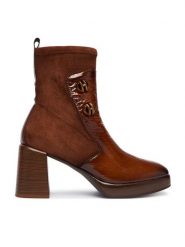 Hispanitas Botki HI254228 Brązowy. Brązowe botki Hispanitas, bez wzorów, z lakierowanej skóry, bez obcasa, na słupku, bez zapięcia. Za 749.99 zł.