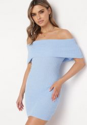 Jasnoniebieska Elastyczna Sukienka Mini Hiszpanka o Taliowanym Kroju Arivens. Niebieskie sukienki Born2be, bez wzorów, bez kołnierzyka, bez ramiączek, mini. Za 109.99 zł.