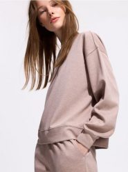 Bluza z modalem - beżowy. Brązowe bluzy Reserved, l, bez wzorów, z dzianiny, bez kaptura. Za 109.99 zł.