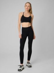 4F Legginsy treningowe bezszwowe damskie - czarne M/L. Czarne legginsy 4f, l, bez wzorów, ze skóry, z podwyższonym stanem, na fitness i siłownię. Za 129.99 zł.