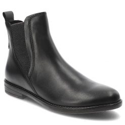 Czarne Botki Marco Tozzi Damskie Modne Obuwie Jesienne. Czarne botki Marco Tozzi, na jesień, bez wzorów, z materiału, bez obcasa, bez zapięcia. Za 329.00 zł.