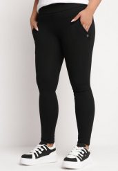 Czarne Spodnie Skinny z Napami Przy Biodrach Feliovena. Czarne spodnie materiałowe Born2be, na co dzień, l, bez wzorów, z bawełny. Za 64.99 zł.