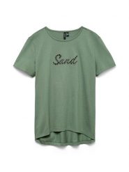 Vero Moda Koszulka w kolorze zielonym rozmiar: XL. Zielone bluzki Vero Moda, xl, bez wzorów, z bawełny, bez kołnierzyka, bez ramiączek. Za 84.60 zł.