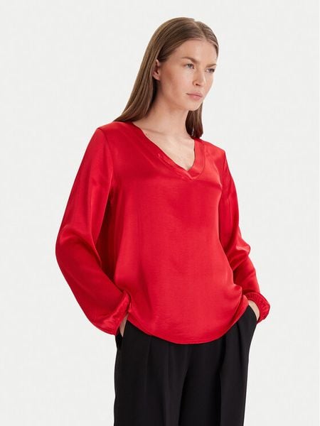 Maryley Bluzka 25IB824/18MA Czerwony Regular Fit. Czerwone bluzki Maryley, m, bez wzorów, z wiskozy, bez kołnierzyka, bez ramiączek. Za 149.99 zł.