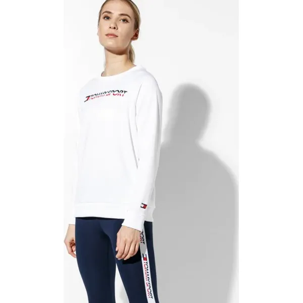 Tommy Sport Bluza Logo Crew Neck , biały, rozmiar XS. Białe bluzy TOMMY HILFIGER, s, bez wzorów, z elastanu, bez kaptura. W wyprzedaży za 239.99 zł.