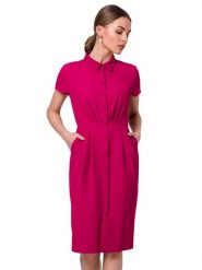 Stylove Sukienka w kolorze różowym rozmiar: XXL. Różowe sukienki Stylove, xxl, bez wzorów, bez kołnierzyka, bez ramiączek, midi. Za 219.95 zł.