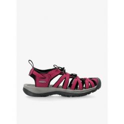 Sandały turystyczne damskie Keen Whisper. Czerwone sandały Keen, bez wzorów, sportowe, bez obcasa, bez zapięcia. Za 269.99 zł.