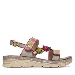 Sandały Laura Vita. Szare sandały Laura Vita, bez wzorów, bez obcasa, na płaskiej podeszwie, bez zapięcia. Za 389.99 zł.