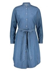 Pepe Jeans Sukienka dżinsowa w kolorze niebieskim rozmiar: L. Niebieskie sukienki Pepe Jeans, na co dzień, l, bez wzorów, z bawełny, bez kołnierzyka, bez ramiączek, midi, proste. Za 210.95 zł.