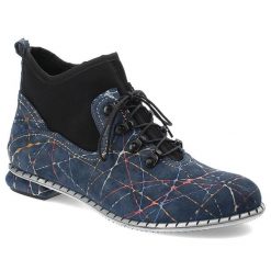 Granatowe Botki Simen Stylowe Obuwie Damskie. Czarne botki Simen, bez wzorów, bez obcasa, bez zapięcia. Za 429.00 zł.
