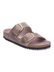 Birkenstock Skórzane klapki "Arizona" w kolorze fioletowym rozmiar: 41. Różowe klapki Birkenstock, bez wzorów, z otwartym noskiem, bez obcasa. Za 592.99 zł.