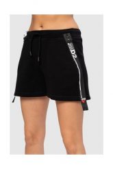 DSQUARED2 Czarne szorty damskie z zamkami. Czarne szorty Dsquared2, bez wzorów, z bawełny. W wyprzedaży za 675.00 zł.