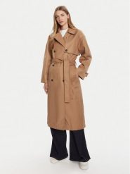 Calvin Klein Trencz LV044C501G Brązowy Regular Fit. Brązowe płaszcze Calvin Klein, l, bez wzorów, z bawełny, bez kaptura. Za 1,299.00 zł.