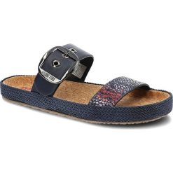 Granatowe Klapki Big Star Modne Buty Na Lato. Niebieskie klapki Big Star, bez wzorów, ze skóry ekologicznej, bez obcasa. Za 109.00 zł.