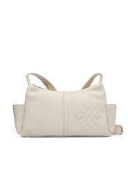 Calvin Klein Torebka Pockets Monologo Crossbody LV04F3687G Kremowy. Białe torebki klasyczne Calvin Klein, bez wzorów, ze skóry, bez dodatków. Za 409.99 zł.