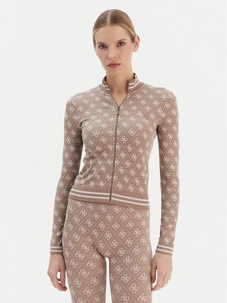 Guess Bluza V5BP08 K2000 Brązowy Slim Fit. Brązowe bluzy Guess, l, z aplikacjami, z syntetyku, bez kaptura. Za 299.99 zł.