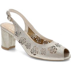 Złote Sandały Exqiusite Damskie Stylowe Obuwie. Żółte sandały EXQUISITE, bez wzorów, ze skóry, eleganckie, bez obcasa, na obcasie, bez zapięcia. Za 189.00 zł.