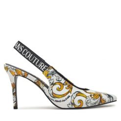 Szpilki Versace Jeans Couture. Białe szpilki Versace Jeans Couture, bez wzorów, z jeansu, bez obcasa, na szpilce, bez zapięcia. Za 689.99 zł.