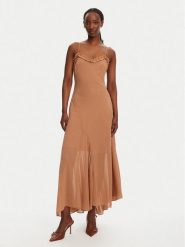 BARDOT Sukienka koktajlowa Tatian Frill Trim 59885DB Brązowy Regular Fit. Brązowe sukienki Bardot, bez wzorów, z syntetyku, wizytowe, bez kołnierzyka, bez ramiączek. Za 359.99 zł.