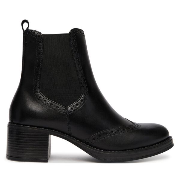 Botki Tamaris. Czarne botki Tamaris, bez wzorów, bez obcasa, na słupku, bez zapięcia. Za 469.99 zł.