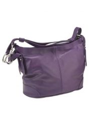 ORE10 Skórzana torebka "Roers" w kolorze fioletowym - 34 x 24 x 12 cm rozmiar: onesize. Różowe torby na ramię ORE10, bez wzorów, z materiału, na ramię, bez dodatków. Za 304.99 zł.