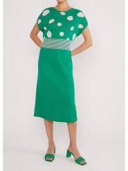 Blutsgeschwister Sukienka "Mix it Quickartistic" w kolorze zielono-białym rozmiar: M. Zielone sukienki Blutsgeschwister, m, bez wzorów, z bawełny, bez kołnierzyka, bez ramiączek, midi. Za 247.99 zł.