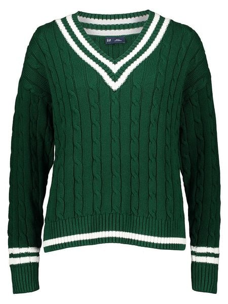 GAP Sweter w kolorze zielonym rozmiar: XS. Zielone swetry GAP, xs, bez wzorów, ze splotem, bez ramiączek. Za 118.01 zł.