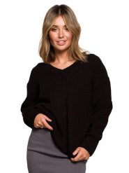 Be Wear Sweter w kolorze czarnym rozmiar: L/XL. Czarne swetry Be Wear, l, bez wzorów, ze splotem, bez ramiączek. Za 203.95 zł.