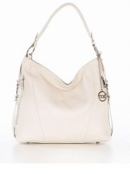 Mia Tomazzi Skórzana torebka w kolorze kremowym - 35 x 29 x 12 cm rozmiar: onesize. Brązowe torby na ramię Mia Tomazzi, bez wzorów, z materiału, na ramię, bez dodatków. Za 264.15 zł.