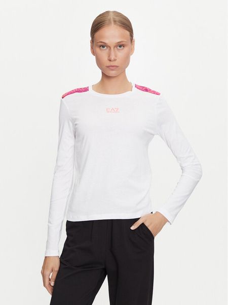EA7 Emporio Armani Bluzka 6DTT16 TJLOZ 1100 Biały Regular Fit. Białe bluzki EA7 Emporio Armani, l, bez wzorów, z bawełny, bez kołnierzyka, bez ramiączek. Za 179.99 zł.