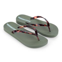 Japonki damskie Ipanema Anat Connect. Zielone klapki Ipanema, bez wzorów, z materiału, bez obcasa. Za 83.83 zł.