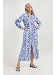 Josephine & Co Sukienka "Jacco" w kolorze niebiesko-beżowym rozmiar: 44. Niebieskie sukienki Josephine & Co, bez wzorów, z tkaniny, bez kołnierzyka, bez ramiączek, midi. Za 317.99 zł.