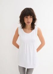 Długi top. Czarne topy bonprix, bez wzorów, bez kołnierzyka, bez ramiączek. Za 59.99 zł.