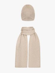Czapka i szalik w kolorze beżowym. Brązowe czapki Ryłko, bez wzorów, z tkaniny. Za 179.99 zł.