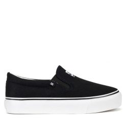 Tenisówki DC Shoes. Czarne trampki DC Shoes, bez wzorów, bez zapięcia. Za 159.99 zł.
